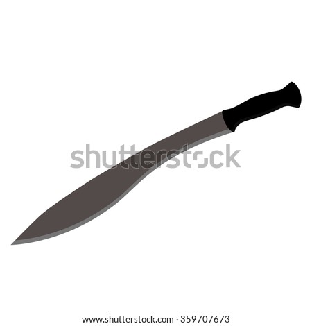 Vector illustration weapon machete knife with black handle.