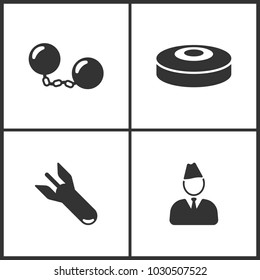 Vector Illustration of Weapon Set Icons. Suitable for use on web apps, mobile apps and print media. Elements of Bomb, Land mines, Bomb and Soldier icon on white background
