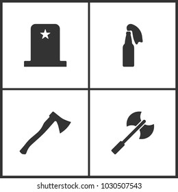 Vector Illustration of Weapon Set Icons. Suitable for use on web apps, mobile apps and print media. Elements of Memorial day of grave, Fire Cocktail, Axe and Ax icon on white background