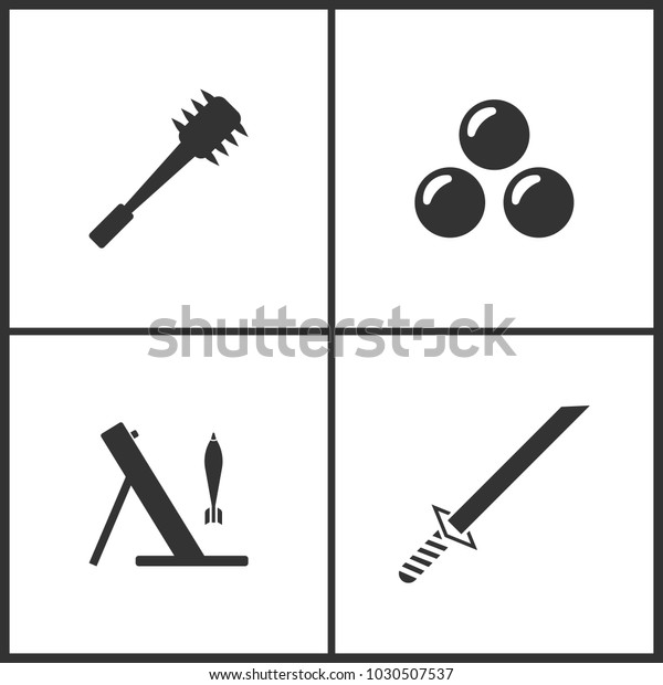 vector illustration weapon set icons elements stock vector royalty free 1030507537 shutterstock