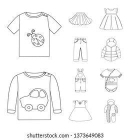 Vector illustration of wear and child icon. Set of wear and apparel vector icon for stock.
