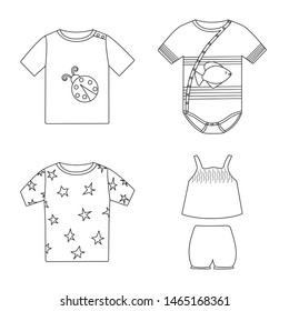 Vector illustration of wear and child sign. Set of wear and apparel stock vector illustration.