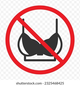 La ilustración vectorial de usar un sujetador está prohibida en color oscuro y fondo transparente (PNG).