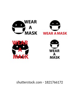 Vector illustration of wearing masks and command of wearing masks to maintain health