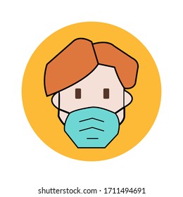 Ilustración vectorial con mascarilla protectora para evitar bacterias/virus.