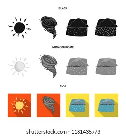 Vector illustration of weather and climate icon. Set of weather and cloud vector icon for stock.