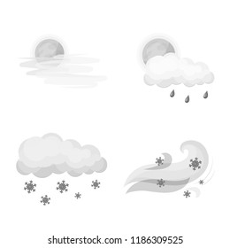 Vector illustration of weather and climate icon. Collection of weather and cloud vector icon for stock.