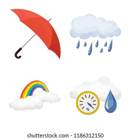 Vector illustration of weather and climate icon. Set of weather and cloud stock symbol for web.