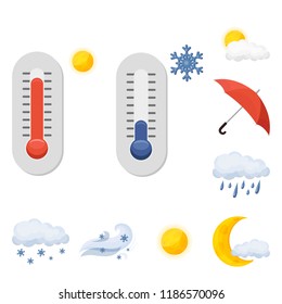 Vector illustration of weather and climate icon. Collection of weather and cloud stock symbol for web.