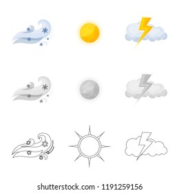 Vector illustration of weather and climate icon. Set of weather and cloud stock symbol for web.