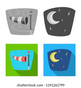 Vector illustration of weather and climate icon. Set of weather and cloud stock symbol for web.
