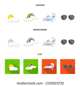 Vector illustration of weather and climate icon. Set of weather and cloud stock vector illustration.