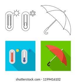 Vector illustration of weather and climate icon. Collection of weather and cloud stock symbol for web.