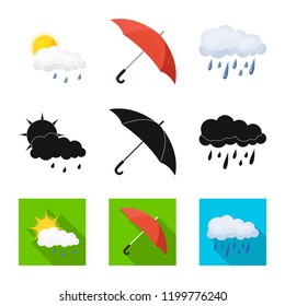 Vector illustration of weather and climate icon. Set of weather and cloud stock symbol for web.