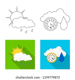 Vector illustration of weather and climate icon. Set of weather and cloud stock symbol for web.