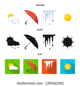 Vector illustration of weather and climate icon. Collection of weather and cloud stock vector illustration.