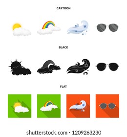 Vector illustration of weather and climate icon. Set of weather and cloud stock symbol for web.