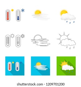Vector illustration of weather and climate icon. Set of weather and cloud stock vector illustration.