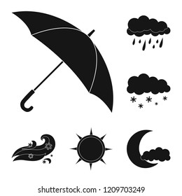 Vector illustration of weather and climate icon. Collection of weather and cloud vector icon for stock.