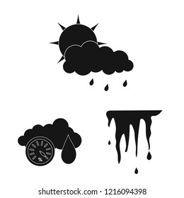 Vector illustration of weather and climate icon. Set of weather and cloud stock vector illustration.