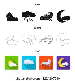 Vector illustration of weather and climate icon. Set of weather and cloud stock symbol for web.