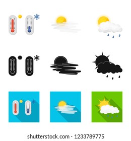 Vector illustration of weather and climate icon. Set of weather and cloud stock symbol for web.