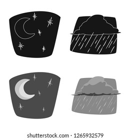 Vector illustration of weather and climate icon. Collection of weather and cloud stock vector illustration.