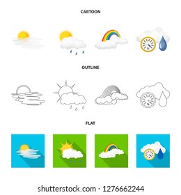 Vector illustration of weather and climate icon. Collection of weather and cloud vector icon for stock.