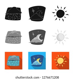 Vector illustration of weather and climate icon. Collection of weather and cloud stock vector illustration.