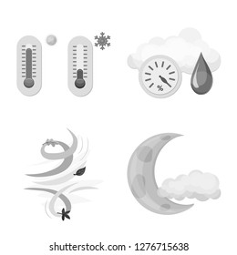 Vector illustration of weather and climate icon. Collection of weather and cloud vector icon for stock.