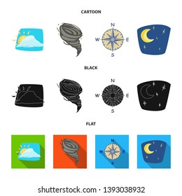 Vector illustration of weather and climate icon. Collection of weather and cloud stock vector illustration.