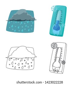 Vector illustration of weather and climate icon. Set of weather and cloud stock vector illustration.
