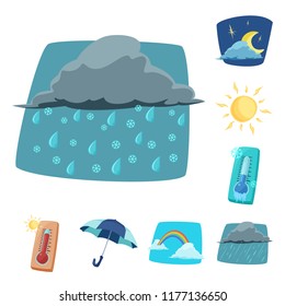 Vector illustration of weather and climate logo. Set of weather and cloud vector icon for stock.