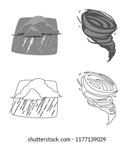Vector illustration of weather and climate logo. Set of weather and cloud vector icon for stock.