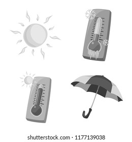 Vector illustration of weather and climate logo. Set of weather and cloud stock vector illustration.