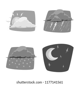 Vector illustration of weather and climate logo. Collection of weather and cloud stock symbol for web.