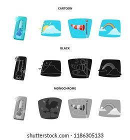 Vector illustration of weather and climate logo. Set of weather and cloud stock vector illustration.
