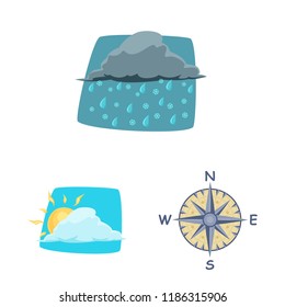 Vector illustration of weather and climate logo. Collection of weather and cloud stock vector illustration.