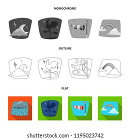 Vector illustration of weather and climate logo. Collection of weather and cloud stock vector illustration.