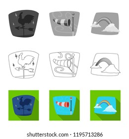Vector illustration of weather and climate logo. Collection of weather and cloud stock symbol for web.