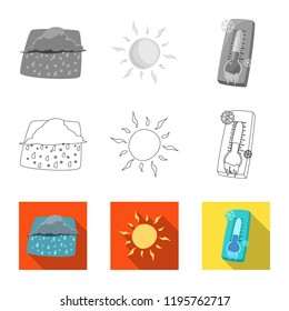Vector illustration of weather and climate logo. Set of weather and cloud vector icon for stock.