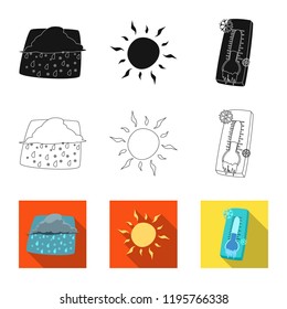 Vector illustration of weather and climate logo. Set of weather and cloud vector icon for stock.