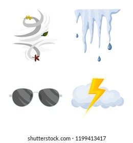 Vector illustration of weather and climate logo. Collection of weather and cloud stock vector illustration.