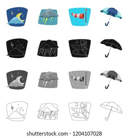 Vector illustration of weather and climate logo. Set of weather and cloud vector icon for stock.
