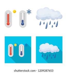 Vector illustration of weather and climate logo. Collection of weather and cloud vector icon for stock.