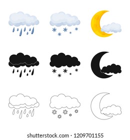 Vector illustration of weather and climate logo. Set of weather and cloud stock symbol for web.