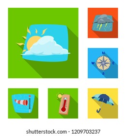Vector illustration of weather and climate logo. Set of weather and cloud stock vector illustration.