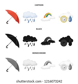 Vector illustration of weather and climate logo. Set of weather and cloud vector icon for stock.