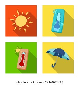 Vector illustration of weather and climate logo. Collection of weather and cloud stock symbol for web.