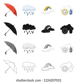 Vector illustration of weather and climate logo. Set of weather and cloud stock symbol for web.
